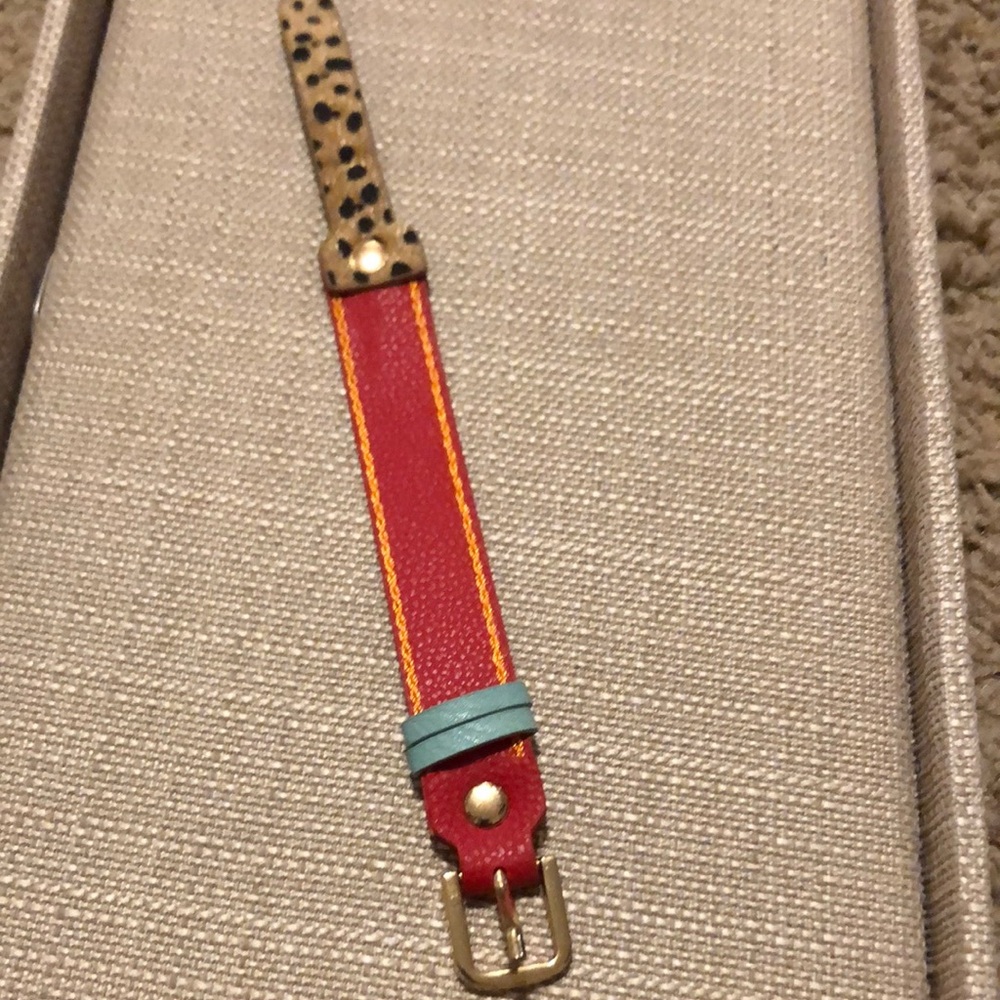 Red and Leopard Print Belt with Gold Buckle bracelet